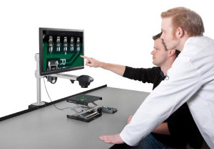 Auto Focus HD camera video inspection system mount over work area for PCB inspection