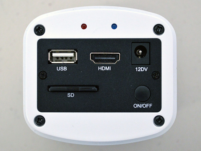 Multiple outputs: HDMI to LCD USB to computer SD card to capture image and video