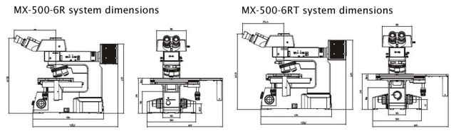 Metallurgic Wafer IC Inspection Microscope MX-500-6R 6RT system dimensions